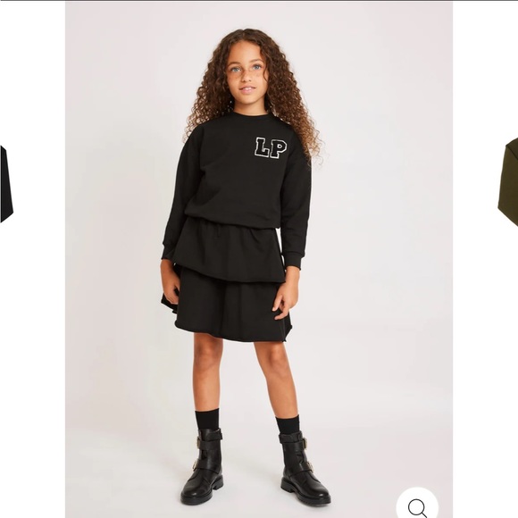 Little Parni Black Two Tiered French Terry Skirt Size 14 - Picture 2 of 2